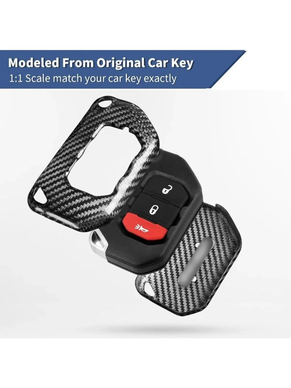 Real Glass Fiber Key Fob Cover for Jeep Wrangler JL JLU Gladiator JT 2018-2025